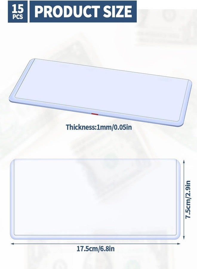 Aecsze 15 Pack Dollar Bill Sleeves - 6.8" x 2.9" Clear PVC Currency Sleeves, Hard Plastic Dollar Bill Holders & Organizer for Collectors - Image 2